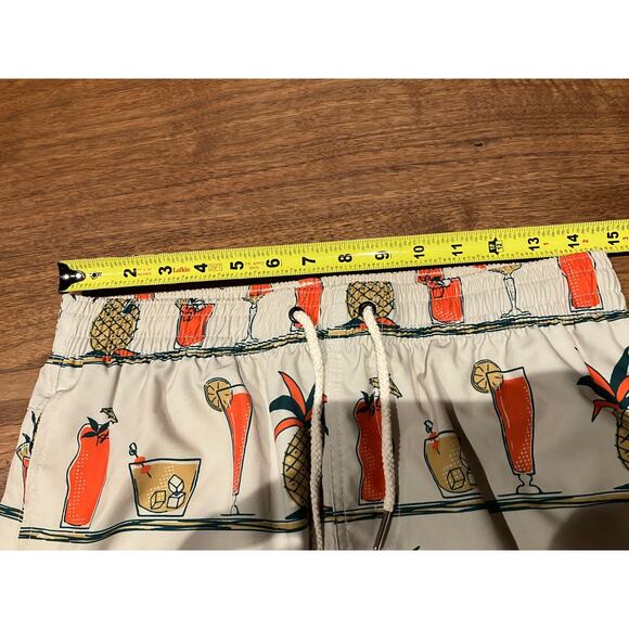 Duvin Swim Trunks Men’s M Cocktail Print Beige Board Shorts Mesh Liner Beach - Picture 6 of 8